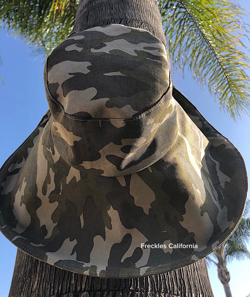 Camouflage Wide Brim Sun Hat Boating Hat Gardening Accessory Beach Hat Gift for Her Summer Hat Spring by Freckles California