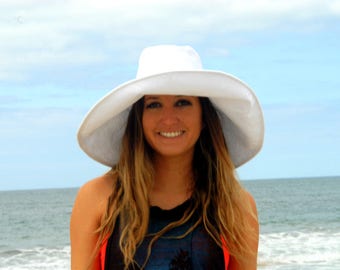 Linen Wide Brim Sun Hat, Elegant Vacation Sunhat, Freckles California