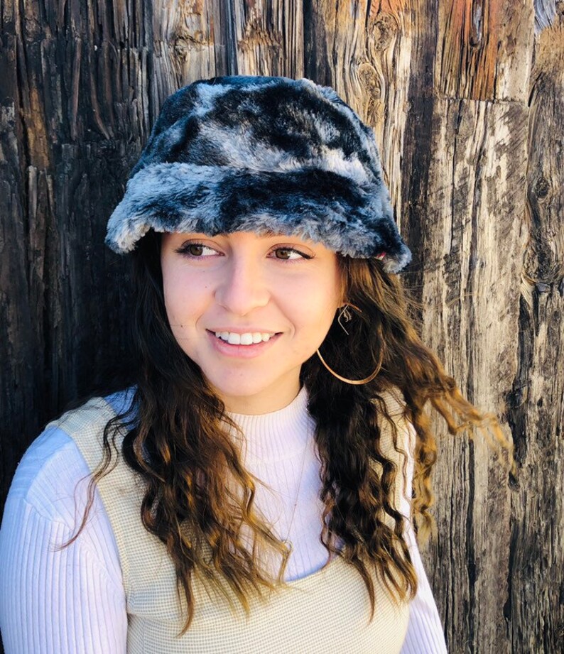 Grey Winter Hat Short Brim Hat Furry Gray Hat Women Fall Etsy