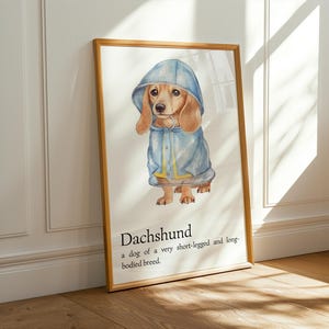 Dachshund Painting and Definition Quote Illustration Print Sausage Dog Wall Art Whimsical Funny Teckel Poster Wiener Dog Poster Petshop Art