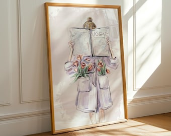 Illustration Fashion Girl Vogue : oeuvres d'art pastel pour la cabine d'essayage (téléchargement numérique)