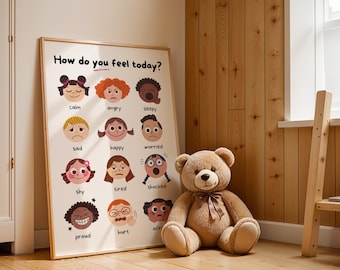 Kids' Mental Health Poster Printable Emotion Chart Children Feelings Therapy Decor Educators SEL Wall Art Kids Bedroom