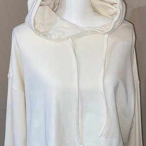 Hoodie, Plus Size, Summer Sweatshirt, College Crop Top Hoodie, Balloon Sleeve Hoodie, Bubble Sleeve Hoodie, Summer Colors, Cream, Cropped,
