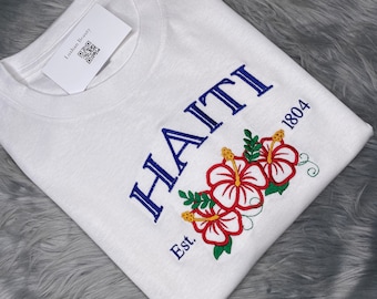 Haiti, 18.Mai 1804, Ayiti, Muttertag, Geschenk, bestickt, T-Shirt, haitianisches Erbe