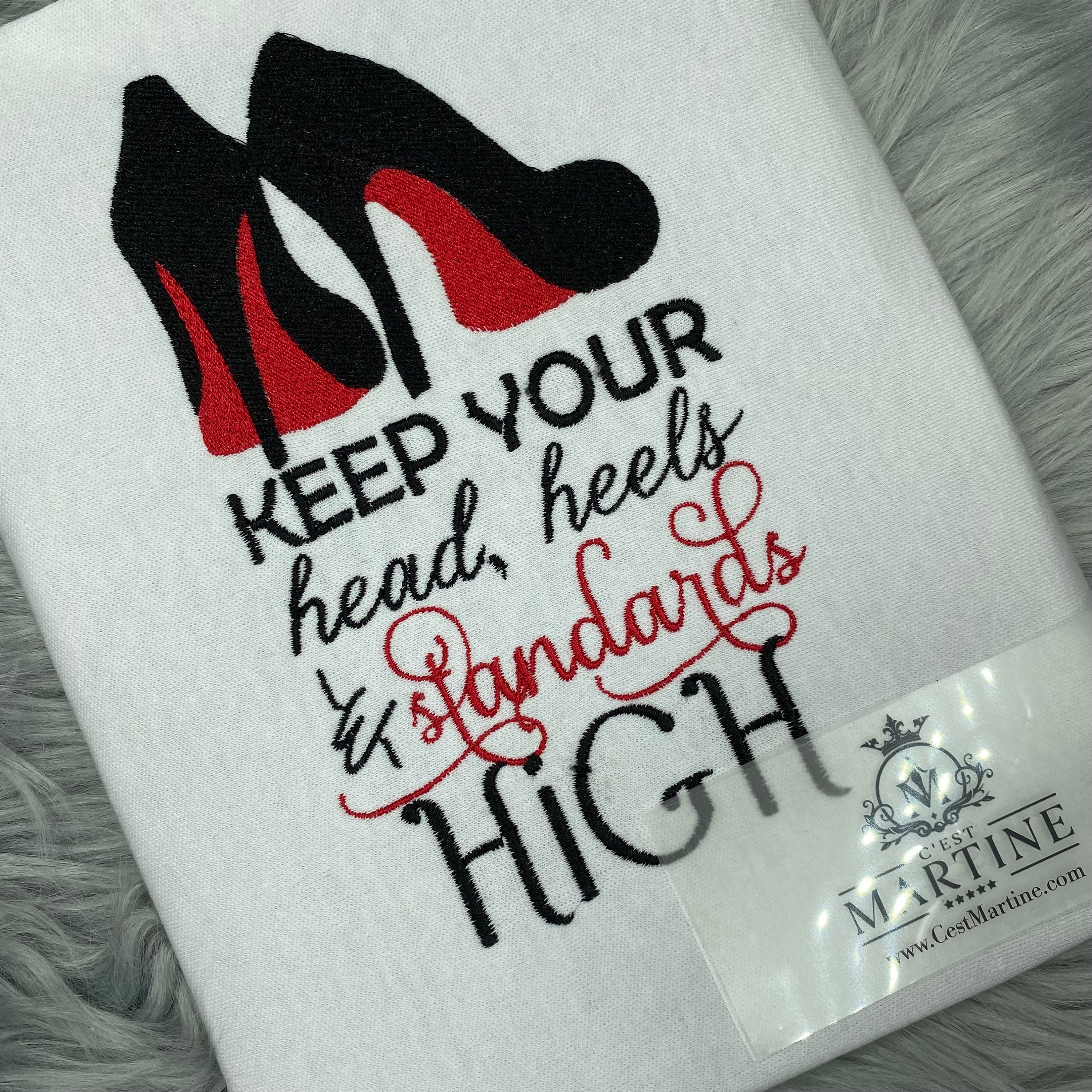Din A4 Kunstdruck 'Keep Your Heels, Head And Standard High' – Motivationsposter Ungerahmt | Typographie Spruch