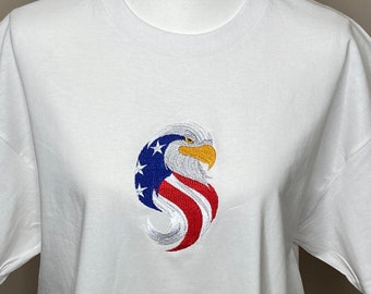 4th of July, America Eagle, Flag, Personalized, Father&#39;s Day, Top Dad, T Shirt, Embroidered, Gift, American Dad, Father, Birthday, Military,
