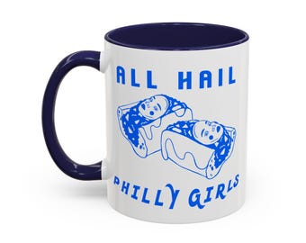 Taza de cerámica de Filadelfia / ¡Salve chicas de Filadelfia! Taza de 325 ml, taza de 433 ml, taza de la costa este, taza de cocina de Pensilvania para té.