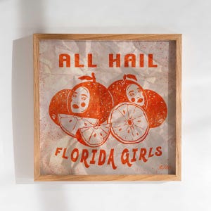 FLORIDA Girls Art Print | Florida Oranges Artwork, Home State Decor, Orlando Illustration Print, Florida State Fruit Artwork