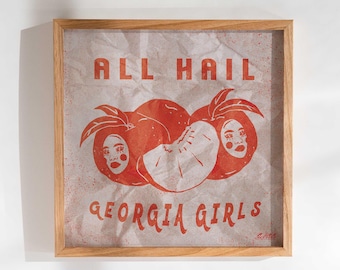 GEORGIA Travel Art Print - Peach State Poster - Georgia Women Gift - Housewarming Gift - Homesick Georgia Art - Vintage State Print