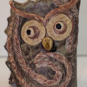 Vintage Owl Pottery Art Figurine Handmade Sculpture One-of-a-kind Owl Statue