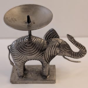 Indo Greek Elephant Pillar Candle Holder Boho