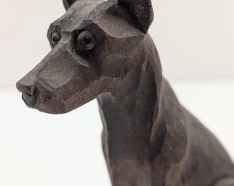 Belgian Malinois / German Shepherd Carved Canine Wooden Dog Figurine