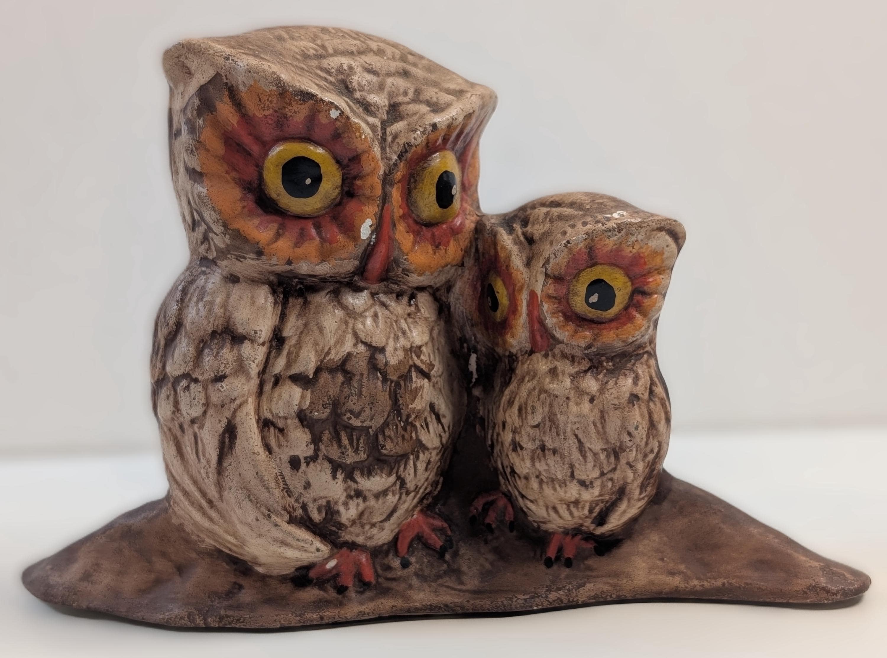 Vintage Ceramic Owls Figurine Browns/Orange Retro 1970s