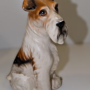 Airedale Schnauzer / Fox Terrier Dog Figurine | 1950-60s Ceramic | Japan