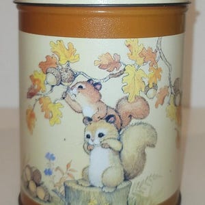 Vintage Squirrel Tin with Lid | Metal Canister | Storage | Kitchen Decor | Retro | 5&quot; H