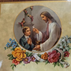 Remembrance of My First Holy Communion Plaque | Boys First Communion | Vintage 1980s Wall Art Decor