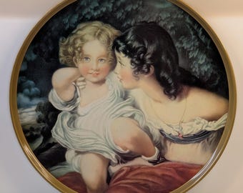 1970s Worcester Ware Round Decorative Tray ‘The Calmady Children’ - 15” diameter