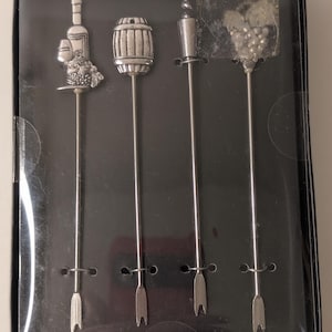 Cocktail Picks / Appetizer Skewers - Wine Theme - Home Essentials - Set of 4