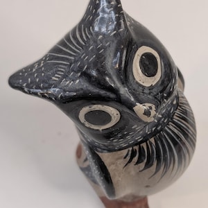 RARE Vintage 1960s Tonala Owl Figurine | Hand-Painted Mexican Folk Art Pottery | Signed Mateos Mexico | Mid-Century