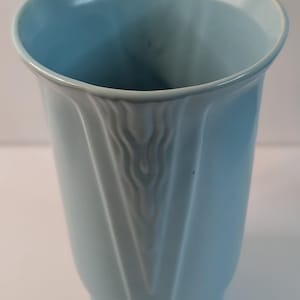 Vintage 1940s Art Deco Vase or Planter Turquoise Teal Blue Mid Century