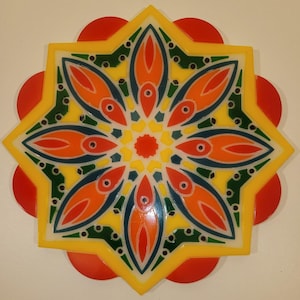 Kaleidoscope Acrylic Art Retro Décor Bright 60s Orange/Yellow/Green BOHO/RETRO