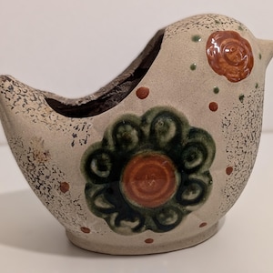 Terra Cotta Bird Shaped Planter / Vintage Clay Art Pottery / Boho Folk Art | Indoor or Outdoor