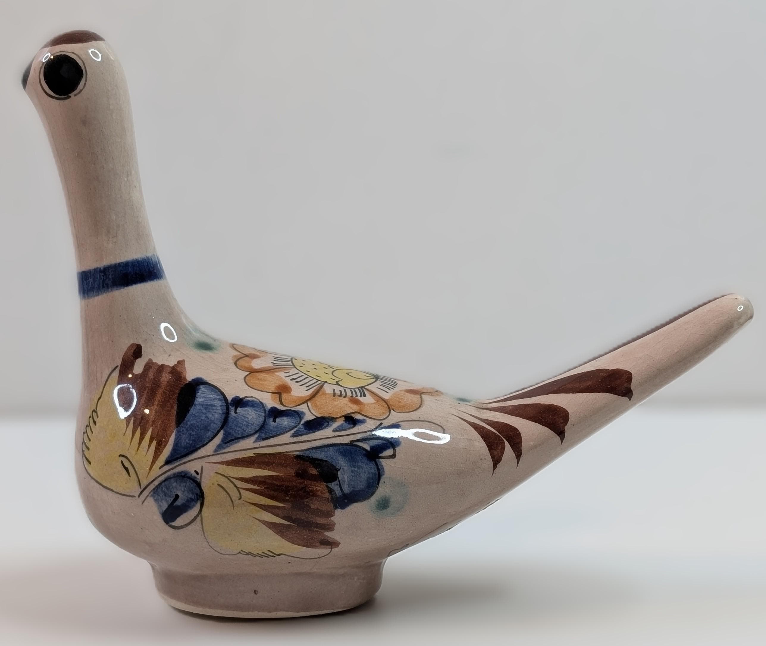 Vintage Hand-painted Tonalá Pottery Bird Figurine Peace Dove
