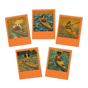 Kayak Vibrance Cartes de vœux | Plusieurs modèles pour toutes les occasions, cartes d'aventure, voeux d'amitié, célébrations d'été, femmes