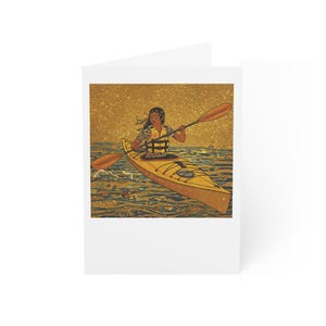 Cartes de voeux de kayak, Cartes de correspondance fabriquées à la main pour les amateurs de plein air, Cartes de remerciement uniques, Cartes d'aventure, Papeterie pour les amoureux de la nature