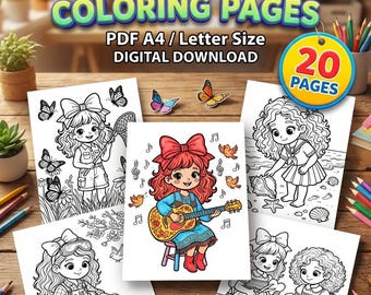 Páginas para colorear de Kawaii Girls Cozy Adventures, libro para colorear de lindas actividades acogedoras para niños y adultos, descarga digital en PDF imprimible con ilustraciones lineales.