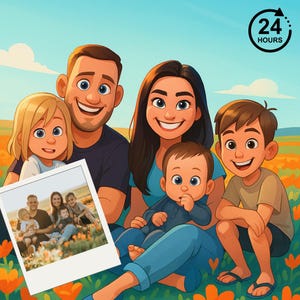Portrait personnalisé style Pixar – Dessin numérique sur commande – Cadeau original couple, famille, amis