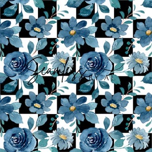 Floral checkered seamless pattern, digital download, flower pattern, checkered background, sublimation fabric