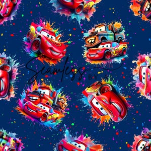 Magical cars seamless pattern, car pattern, bright digital download, sublimation fabric