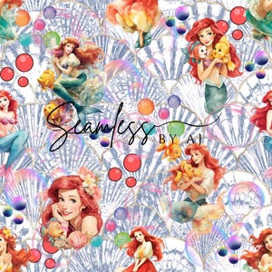 Mermaid seamless, under the sea, mermaid fabric design, sublimation fabric designs