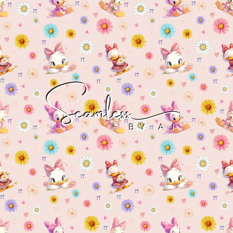 Pattern Daisy Duck Daisy Duck Seamless Pattern: Girl Fabric Sublimation (digital Download ...