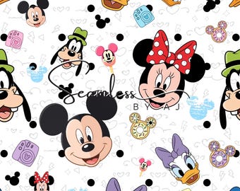 Magical Mouse & Friends Seamless Pattern: Sublimation Fabric Design (Digital Download)