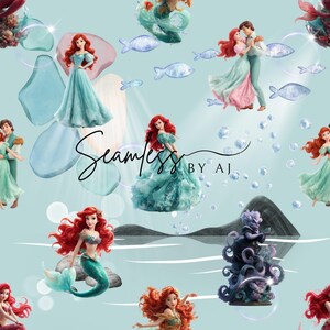 Magical mermaid seamless, under the sea, ocean seamless, sublimation fabric