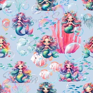 Schattig zeemeermin naadloos ontwerp! Naadloze magische zeemeerminnen, stofsublimatie
