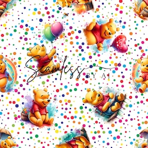 Cute bear seamless pattern, honey bear seamless, honey bee, bear seamless, sublimation fabric