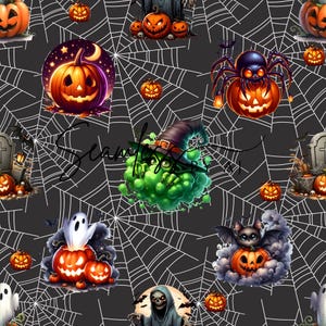 Halloween Seamless Pattern: Scary Fabric Design (Digital Download
