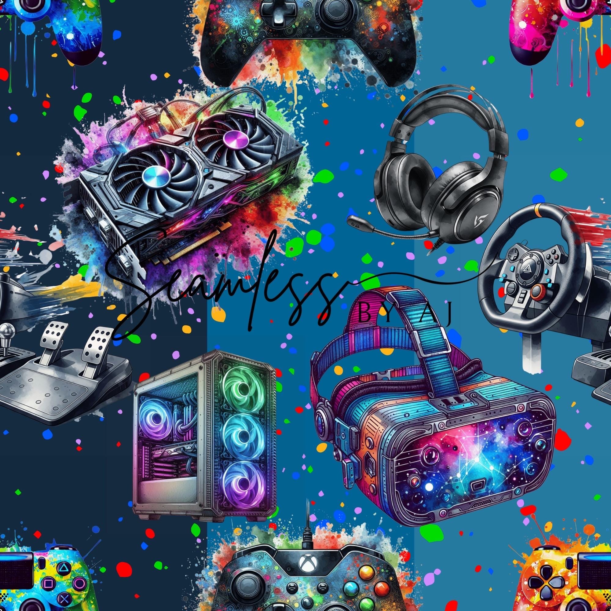 Gamers Seamless, Gaming Pattern, Controller Design, Digital Download ...