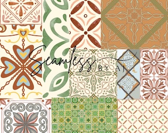 Patchwork seamless pattern, Mediterranean seamless, sublimation fabric