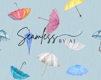 Rainy Day Umbrella Seamless Pattern: Fabric Design (Digital Download)