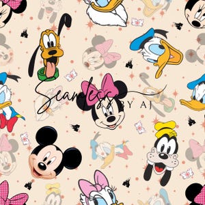 Magical mouse and friends seamless, fabric pattern, digital download, sublimation fabric