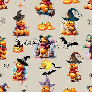 Halloween Bear Seamless Pattern: Spooky Honey Bear Fabric