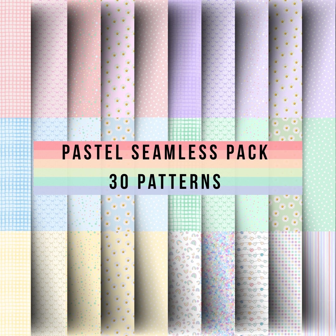 30 Pastel Seamless Patterns, Pastel Digital Paper, Scrapbooking ...
