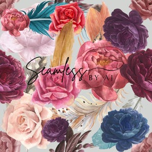 Floral Seamless Pattern: Fabric Design, Sublimation Print (Digital Download)