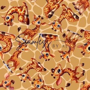 Giraffe Seamless Pattern: Sublimation Fabric Design (Digital Download
