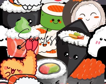 Sushi Seamless Pattern: Sublimation Design (Digital Download