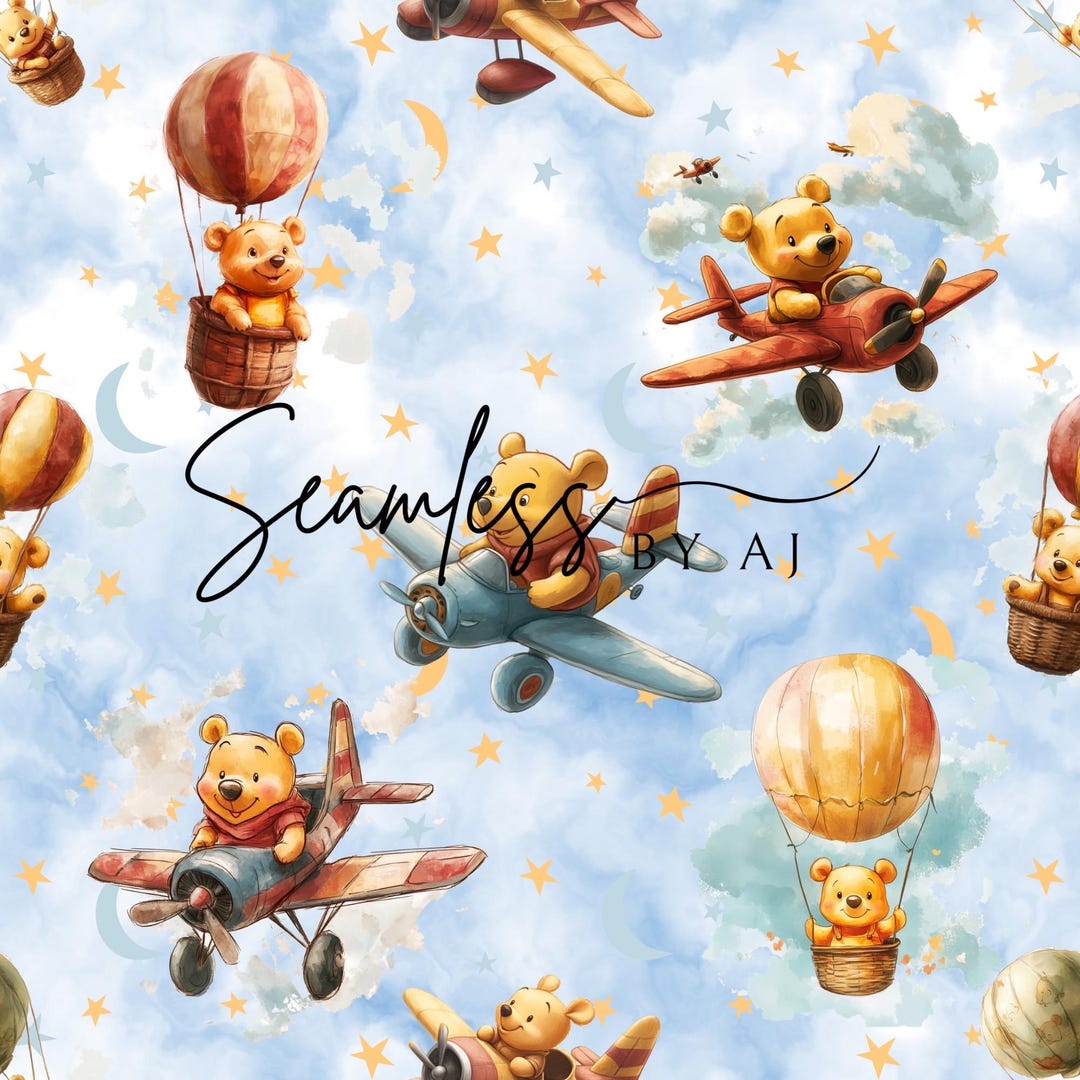 Bear Hot Air Balloon Seamless Pattern, Fabric Design (digital Download ...